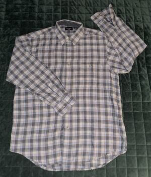 Haggar Mens Long Sleeve Collared Shirt Medium (M) Plaid Office